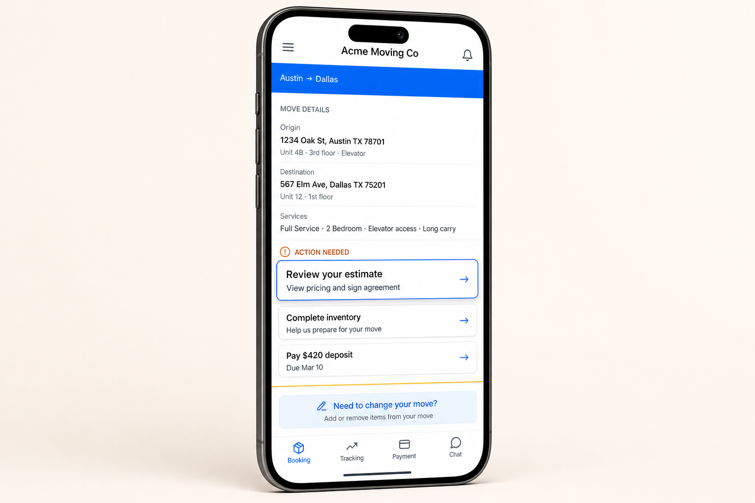 Customer reviewing and signing their estimate from a branded app on their phone