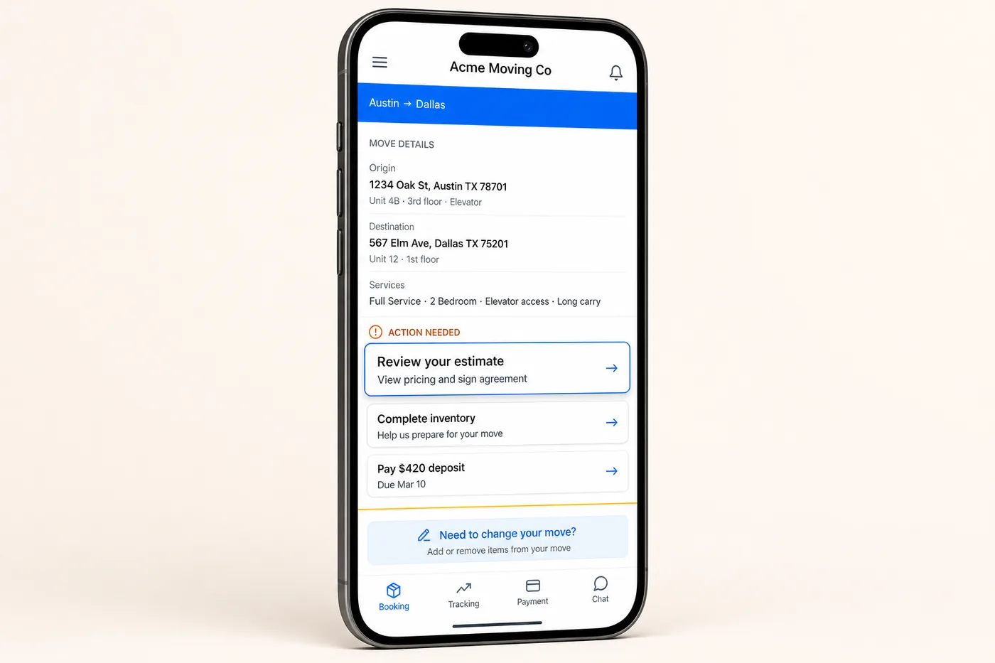 Customer reviewing and signing their estimate from a branded app on their phone