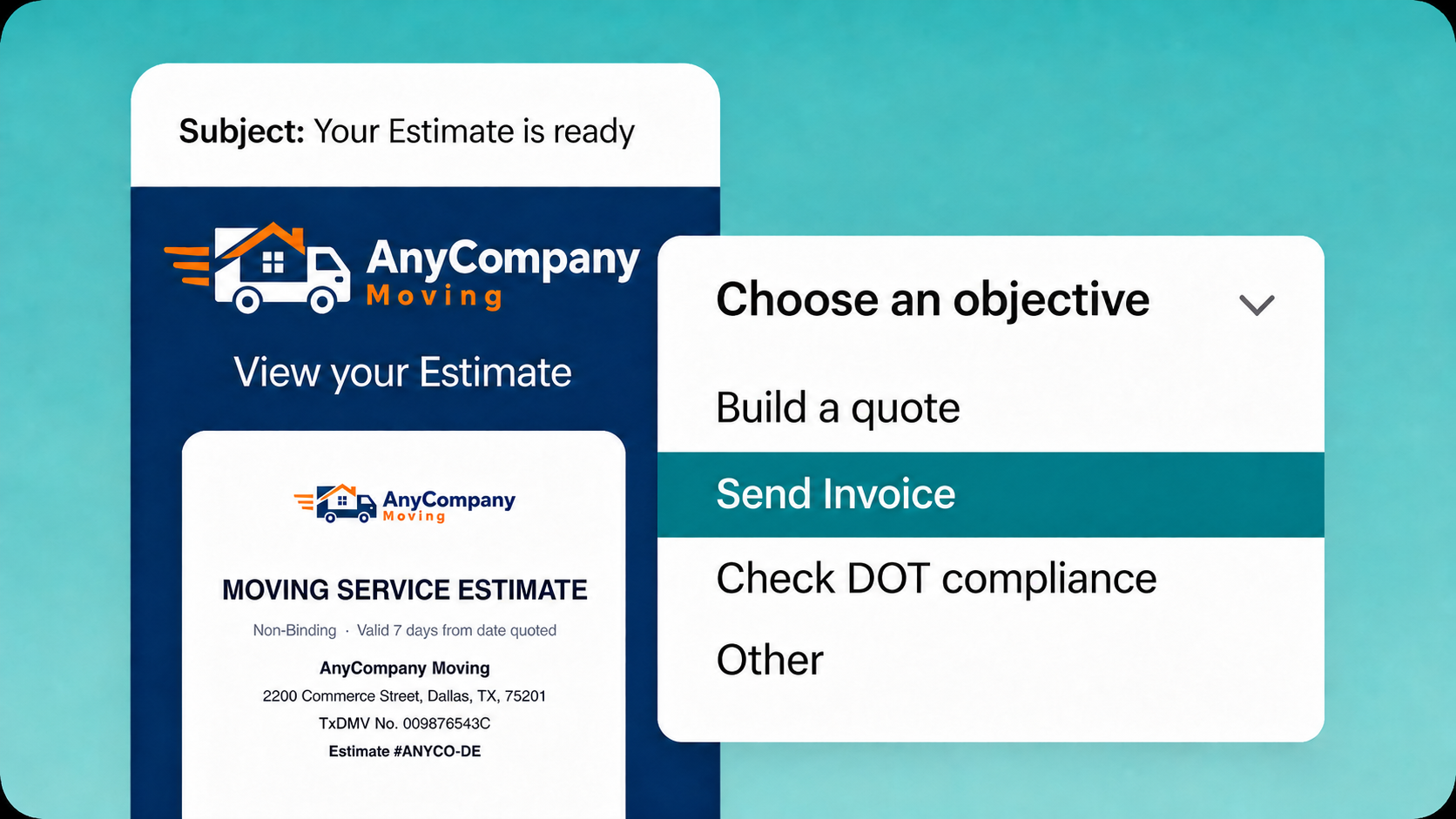 A polished, branded moving estimate ready to send